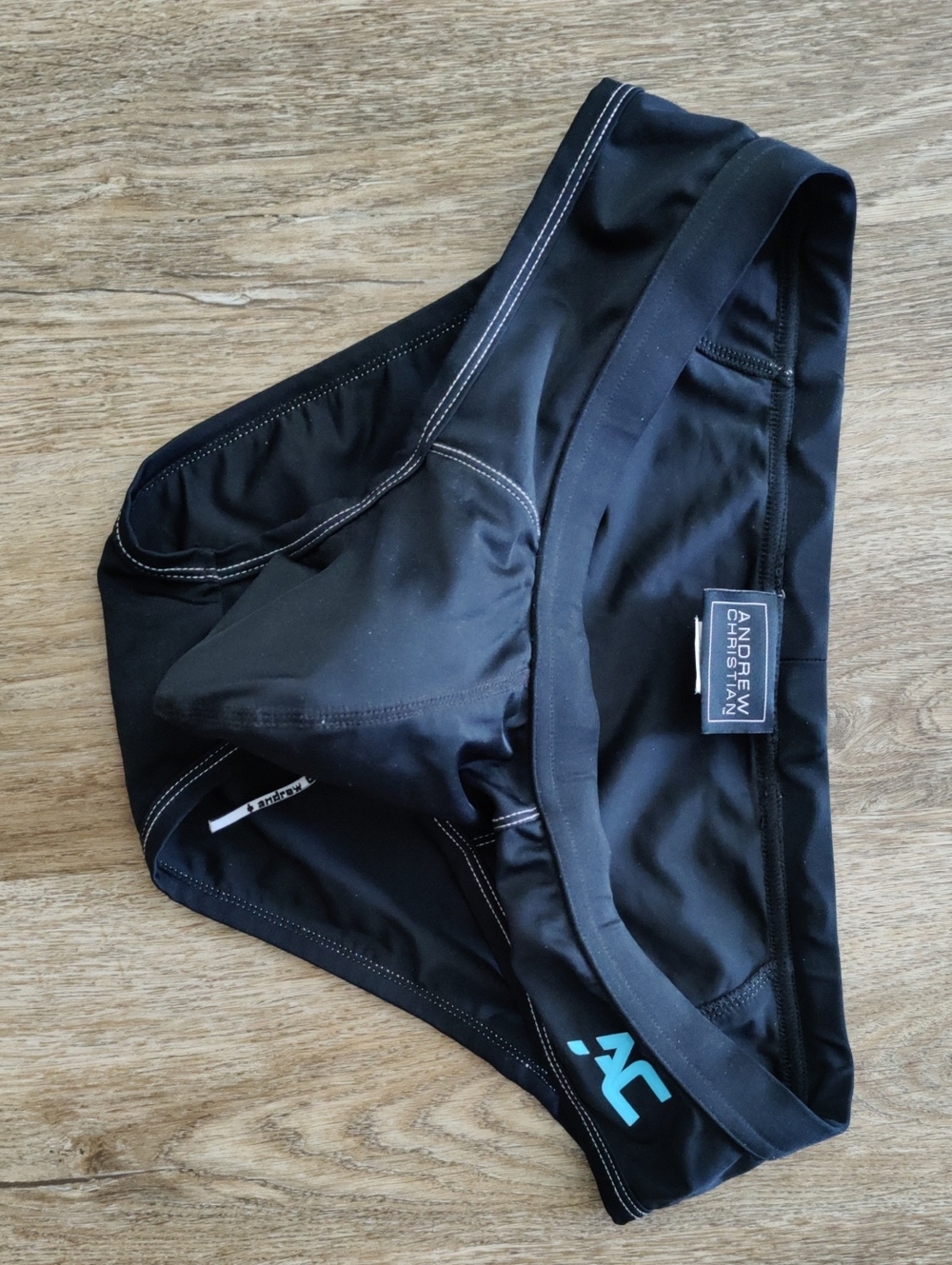 Andrew Christian Men's Black Padded Swim Briefs Size Large Bulge Enhancing